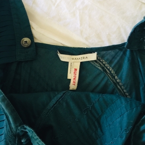 BCBG Teal Cotton and Lace Runway Dress - Picture 4 of 5